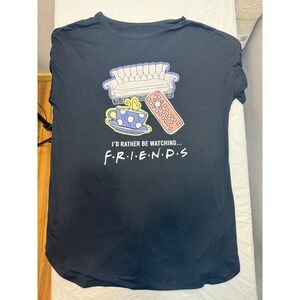 Friends‎ TV Show Graphic Nightgown Black I'd Rather Be Watching Lounge Size M